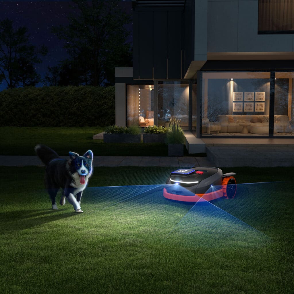 Système de détection optique du robot tondeuse AP Robots - Caméra haute définition permettant une reconnaissance des obstacles et une navigation intelligente pour une tonte parfaite et sécurisée.